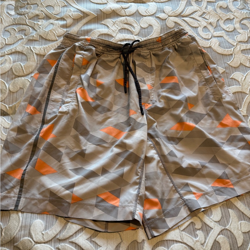 lululemon athletica Geometric Gray and Orange Athletic Shorts